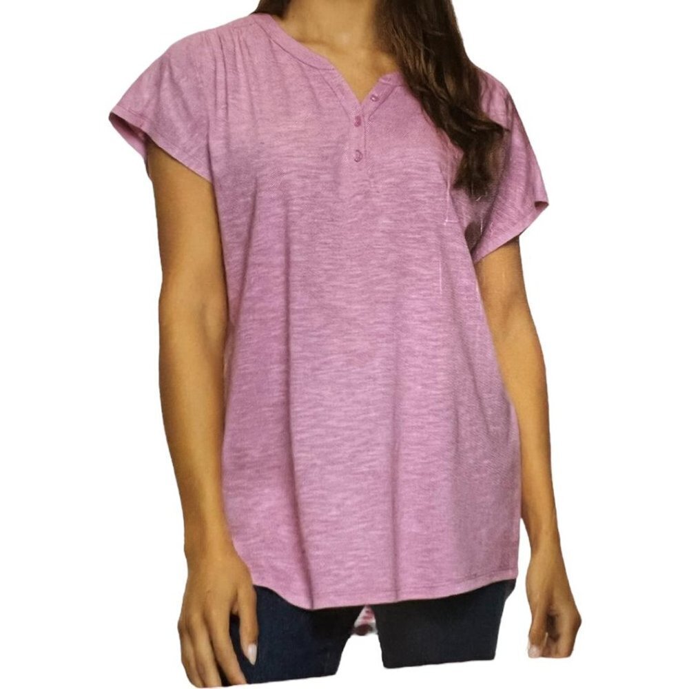 🍀 New Black Bow Slub Henley T-shirt